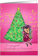 To a Special Granddaughter at Christmas Time with Cute Mouse and Stars card