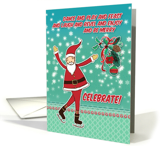 Happy Santa Cute Cartoon Christmas Celebration for Niece card