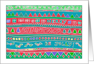 Merry Christmas, be jolly! Chalk pastel tribal doodle patterns, colors card