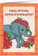 Happy Birthday Darling Granddaughter! Cute elephant illustration. card