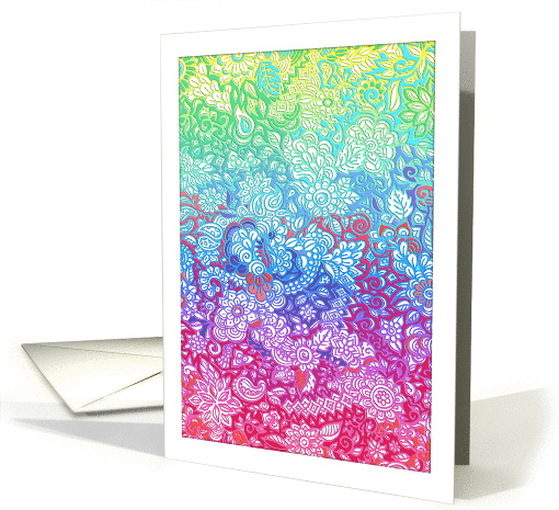 Rainbow Doodle Hand Drawn Tangle Blank Note card (1205884)