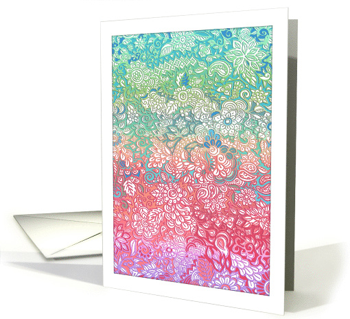 Blank Any Occasion Pastel Rainbow Colored Doodle Hand... (1205900)