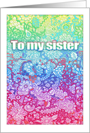 Happy Birthday, Sister - Rainbow Doodle tangle style card