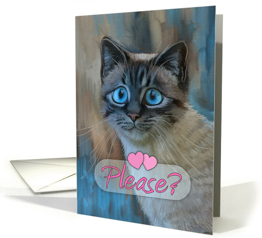 Be my Valentine? - sad cat painting with big blue eyes,... (1210174)