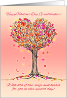Happy Valentine’s Day Granddaughter with Cute Heart Tree Illustration card