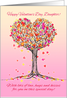 Happy Valentine’s Day Daughter with Cute Pink Heart Tree Illustration card
