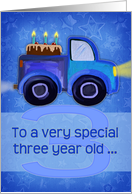 Happy 3rd Birthday to a very special 3 year old, truck painting, cake card