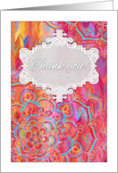 Thank You Bright Colorful Mandala Painted Pink Chevron Pattern card