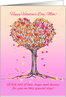 Happy Valentine’s Day, Mom! Cute pink heart tree illustration card