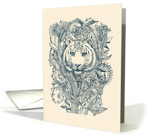 Hand drawn Tiger Illustration blank note / any occasion card (1256238)