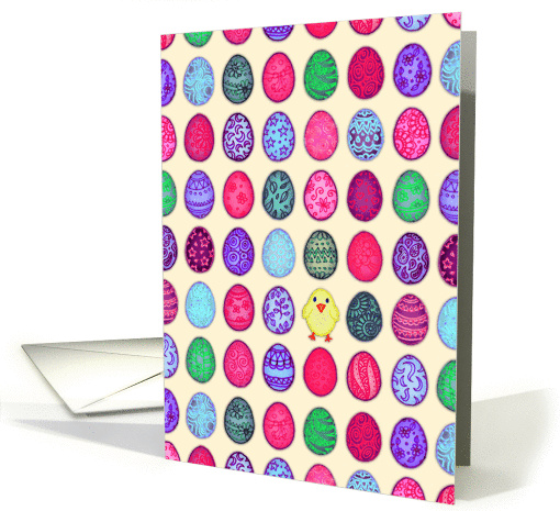 Easter card for Granddaughter, colored eggs & cute little chick. card