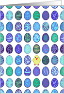 Easter card for Grandson, colored eggs & cute little baby chick. card