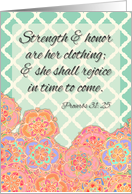 Happy Mother’s Day scripture card, Proverbs 31, mint & floral pattern card