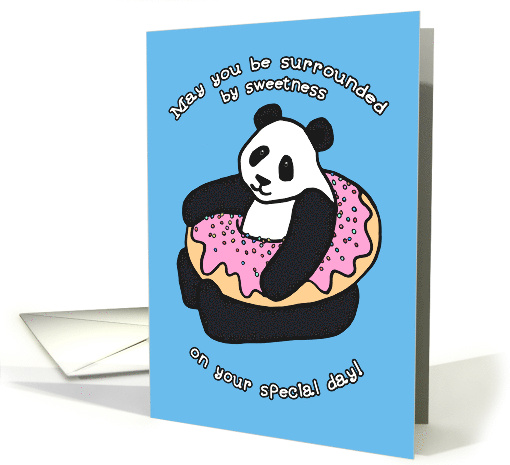 Happy Birthday Friend with Cute Panda and Frosted Donut... (1274496)