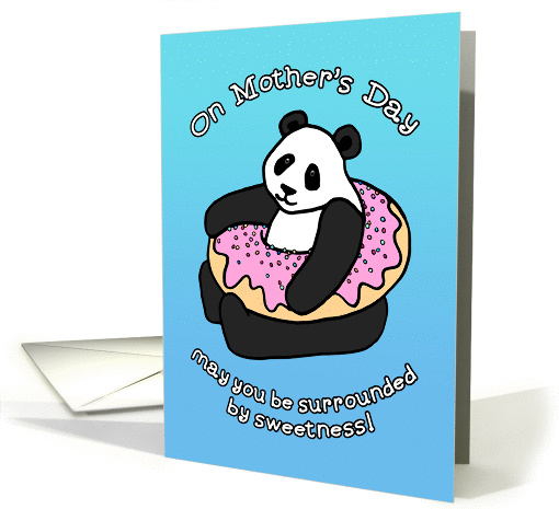 Happy Mother's Day, cute panda & sweet pink donut cartoon... (1274502)