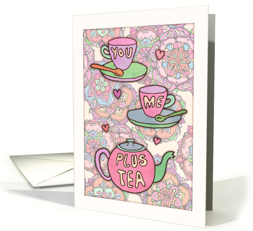 You, me, plus tea - missing you - cute teacup & teapot... (1277040)