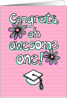 Graduation Congratulations Oh Awesome One Cute Typography & Daisies card