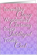 Happy Birthday to my Little Sister, humor, pink, blue, purple, white card