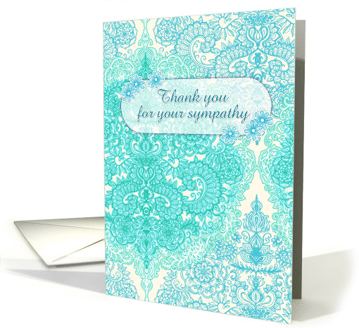 Thank You for Your Sympathy Decorative Aqua and White Pattern card