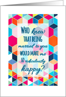 Happy Anniversary to my husband, bright colors, hexagon pattern card