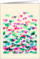 Blank Any Occasion with Watercolor Hearts in Pink & Emerald Green card