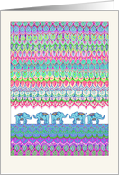 Tiny Colorful Circus Elephants - detailed illustration blank note card