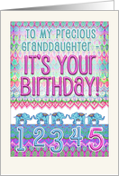 Happy 5th Birthday for Granddaughter, cute tiny circus elephants card