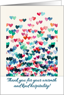 Thank You for Your Hospitality with Watercolor Painting Heart Pattern card