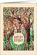 Happy 60th Birthday! Watercolor painting of trees in a forest card