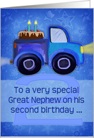Happy 2nd Birthday to a very special Great Nephew, painted truck, cake card