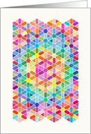 Colorful Rainbow Star & Hexagon Pattern on White, blank inside card