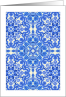 Cobalt Blue & White Floral Folk Art Pattern Blank Any Occasion card