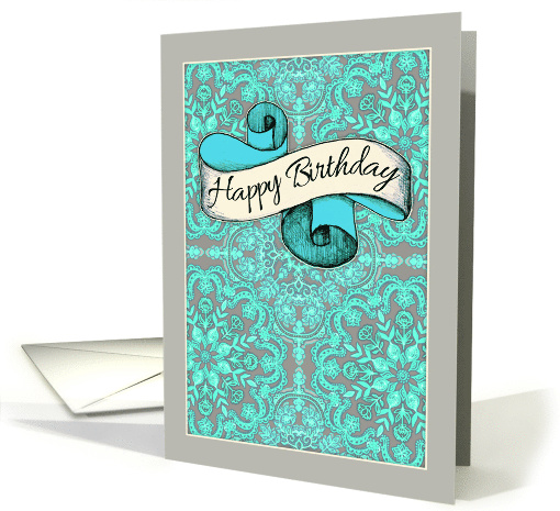 Happy Birthday to My Beautiful Sister with Mint and Grey Pattern card