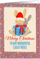 Merry Christmas to My Wonderful Great Niece with Cute Bunny card