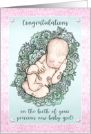 Congratulations on the Birth of Your New Baby Girl Pencil Illustration card