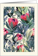 Painted Protea Pattern Blank Note card