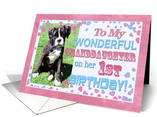 Happy 1st Birthday to my wonderful Granddaughter, boxer puppy card