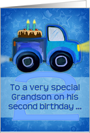 Happy 2nd Birthday to a very special grandson, truck painting, cake card