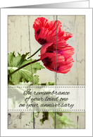In remembrance of your loved one on your anniversary - two red poppies card