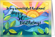 Sunrise and Mountain Collage, Happy 50th Birthday for Husband card