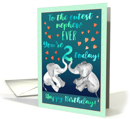 Happy Birthday to 2 Year Old Nephew with Cute Laughing Elephants card