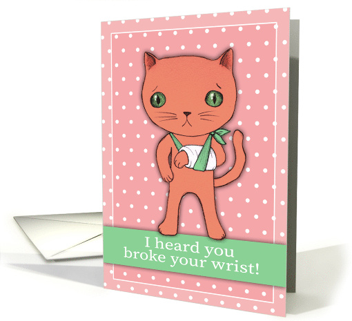 A Get Well Card with a Cute Cat with Their Left Wrist in... (1709274)