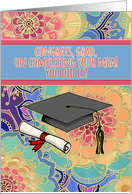 Congrats to MBA Grad with Colorful Mandalas and Graduation Cap card