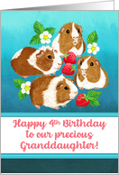 Happy 4th Birthday Precious Granddaughter with Cute Guinea Pigs card