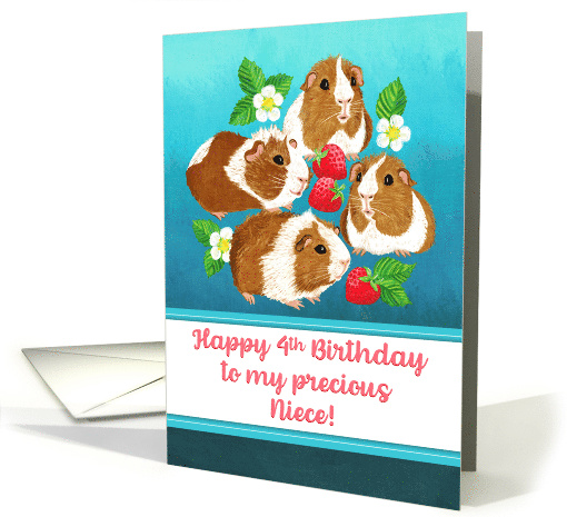 Happy 4th Birthday Precious Niece with Cute Guinea Pigs card (1784434)