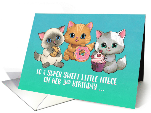 Happy 3rd Birthday to a Sweet Little Niece with Cute Kittens card
