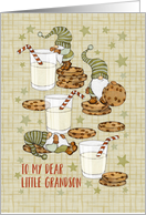 Christmas Wishes for Grandson with Gnomes Milk and Cookies card