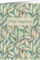 With Sympathy Wishing You Peace and Strength on Pastel Leaf Pattern card