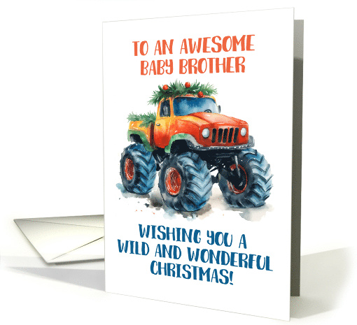 Wishing My Baby Brother a Wonderful Christmas with Monster Truck card