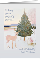 Wishing You a Calm Christmas for Friend with Deer and Tree Painting card